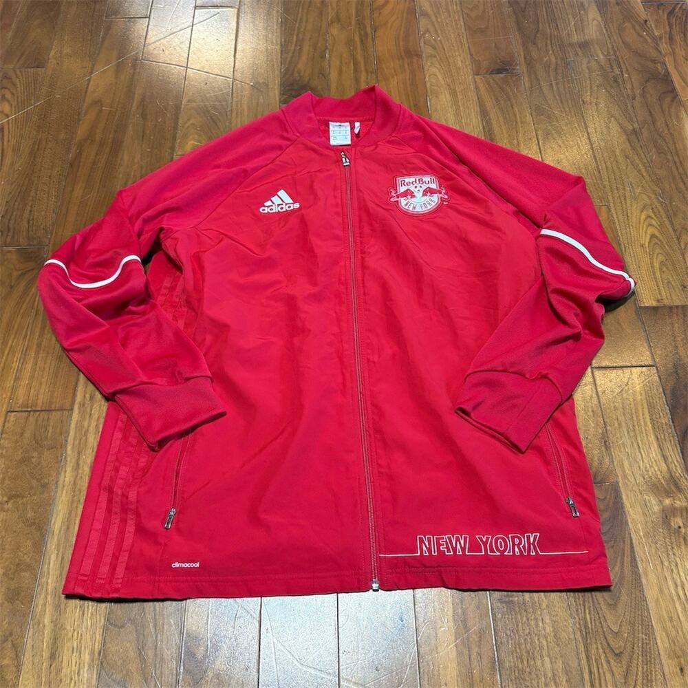 Adidas New York Red Bulls MLS Track Jacket Mens XL Red Full Zip Soccer